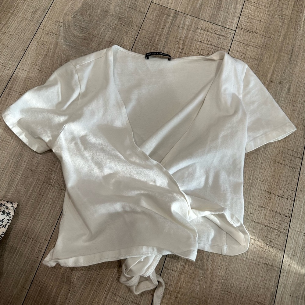 Brandy Melville white wrap top
